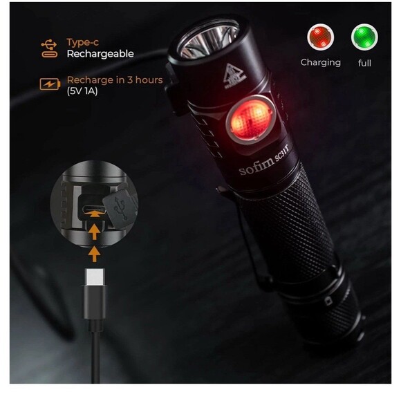 Sofirn SC31T USB Rechargeable Flashlight 2000 Lumens 6500K LED Camping Hiking - Picture 4 of 14